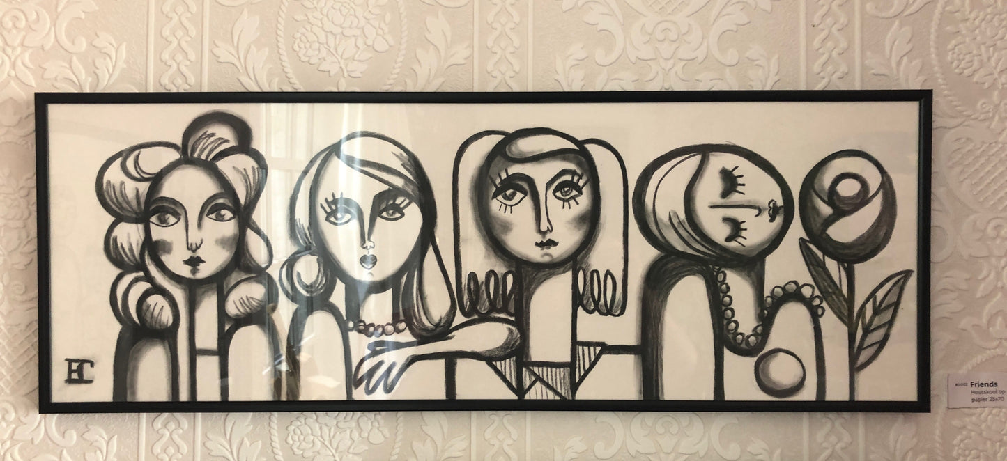 Custom portrait of 4 friends 25x60cm