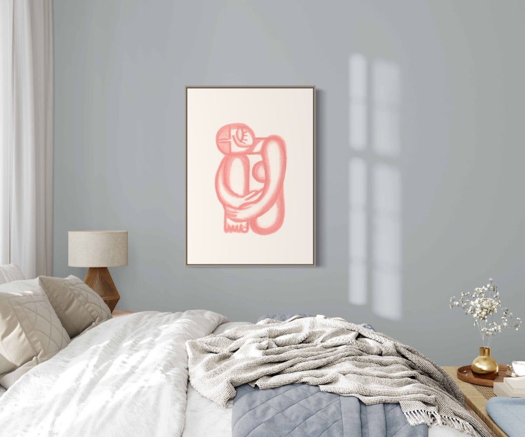 Female Embrace Art Print in mat papier van museumkwaliteit